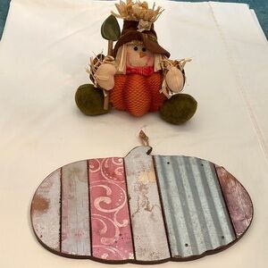 Fall Scarecrow and Rustic Pumpkin Decor